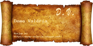 Deme Valéria névjegykártya